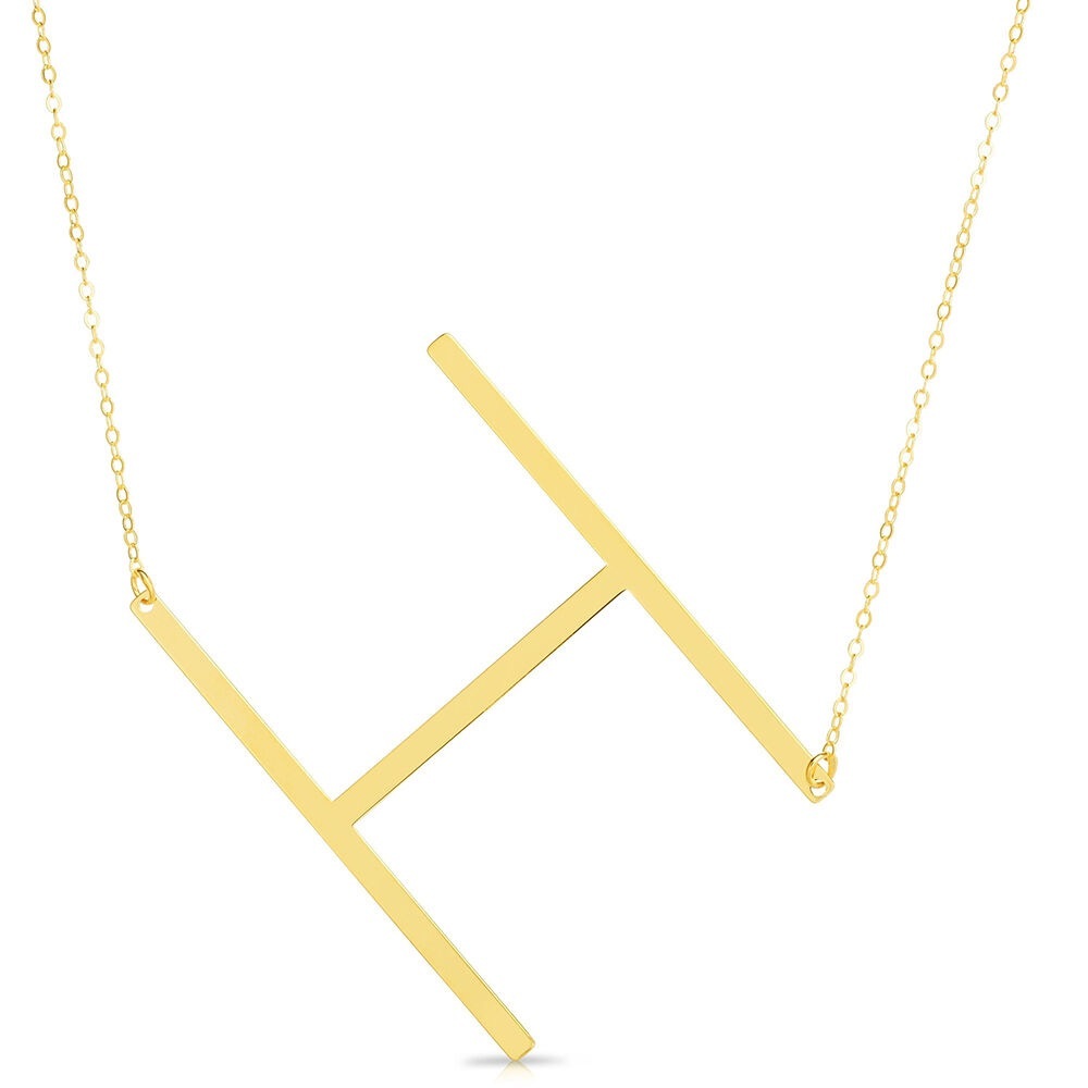 Diagonal Gold H Necklace